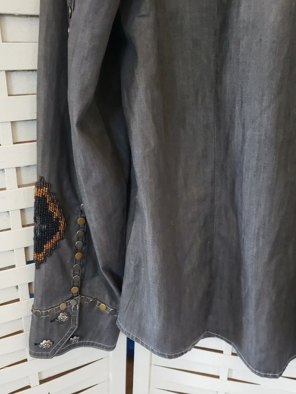 Double D Ranch Women's Embellished Grey Western Shirt Jacket XL